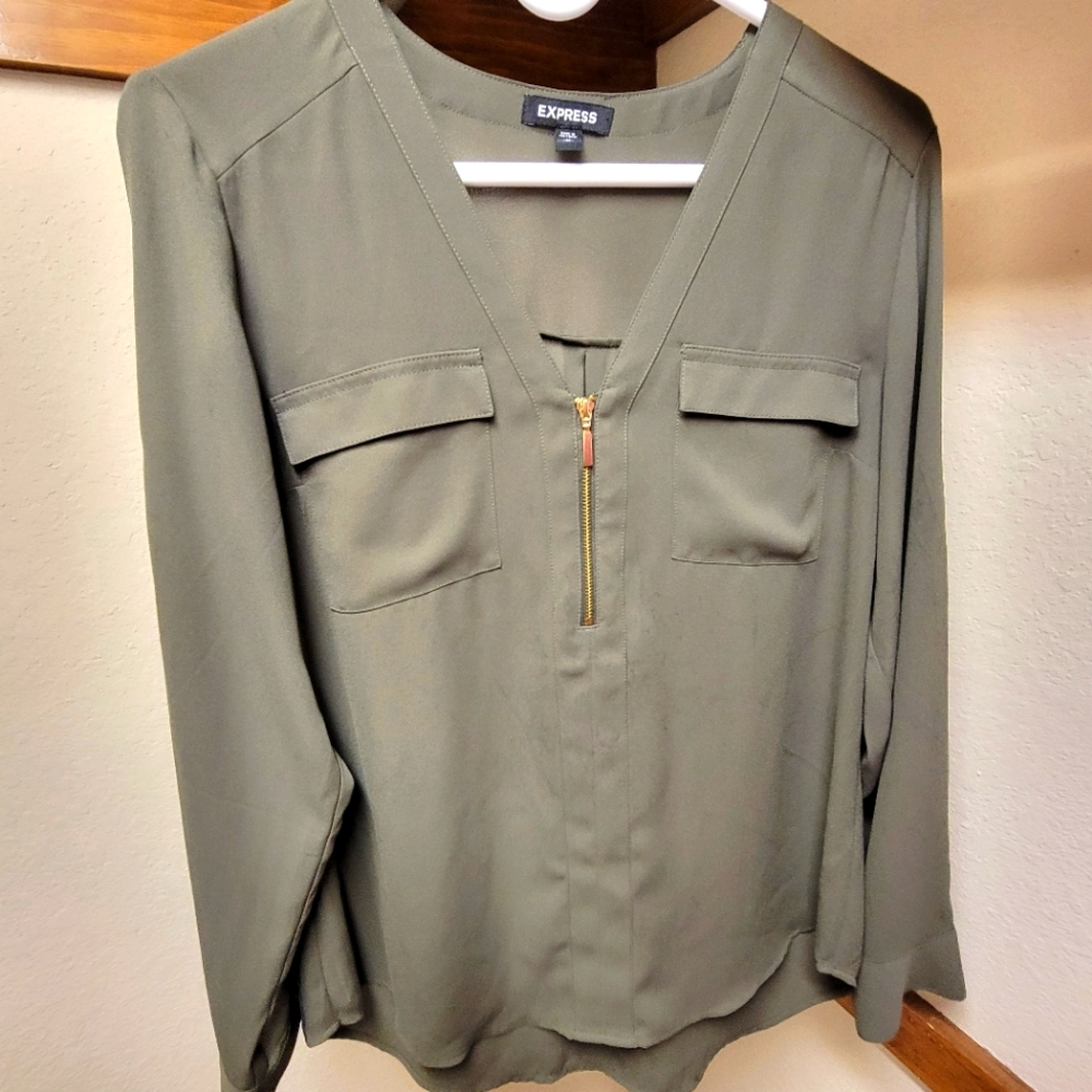 Express olive green medium blouse